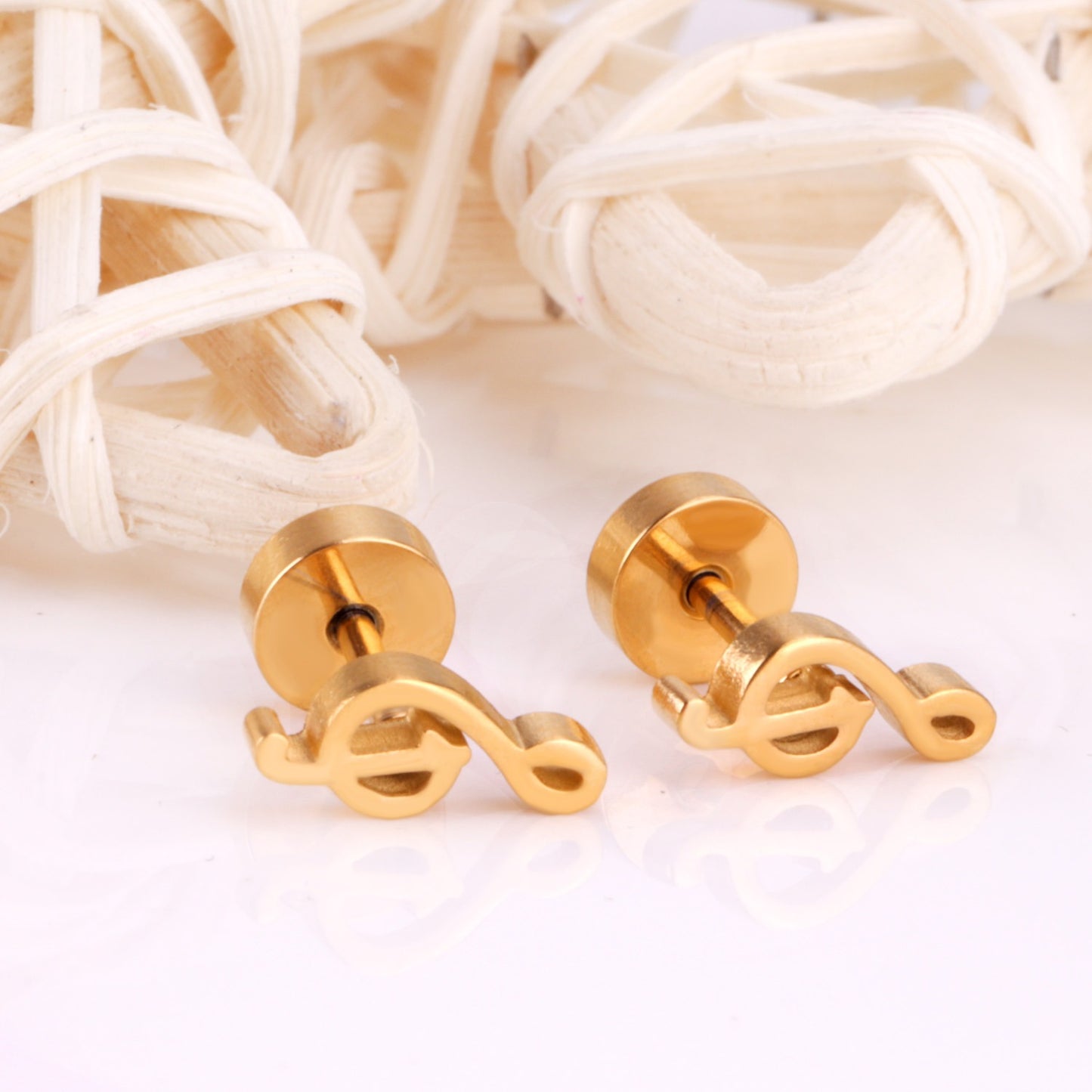 Oh! Cherise Stainless Steel Flat Back 18k Gold Plated Earrings