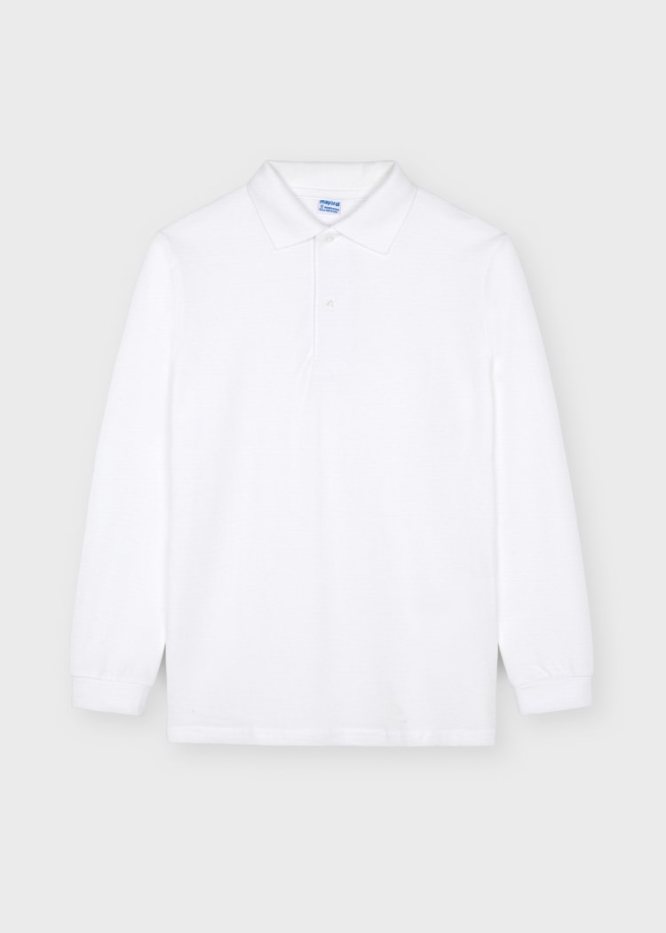 Mayoral - School Uniform Long Sleeve Polo Shirt - White