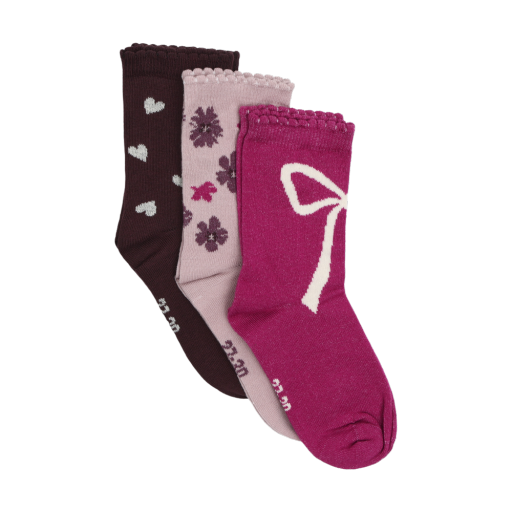 Minymo Cotton Socks 3 Pack, Huckleberry