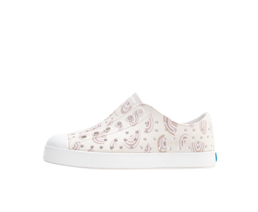 Native Shoes - Jefferson Print Kids - Shell White / Shell White / Barely Flax Rainbow