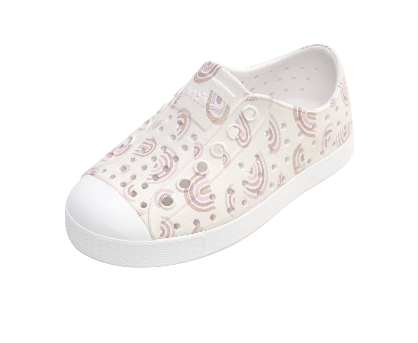 Native Shoes - Jefferson Print Kids - Shell White / Shell White / Barely Flax Rainbow
