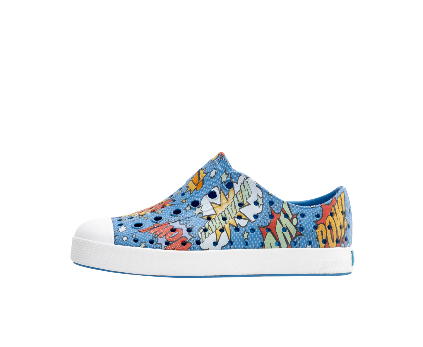 Native Shoes - Jefferson Print Kids - Resting Blue / Shell White / Boom Pow