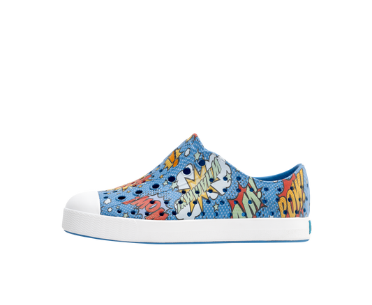 Native Shoes - Jefferson Print Kids - Resting Blue / Shell White / Boom Pow
