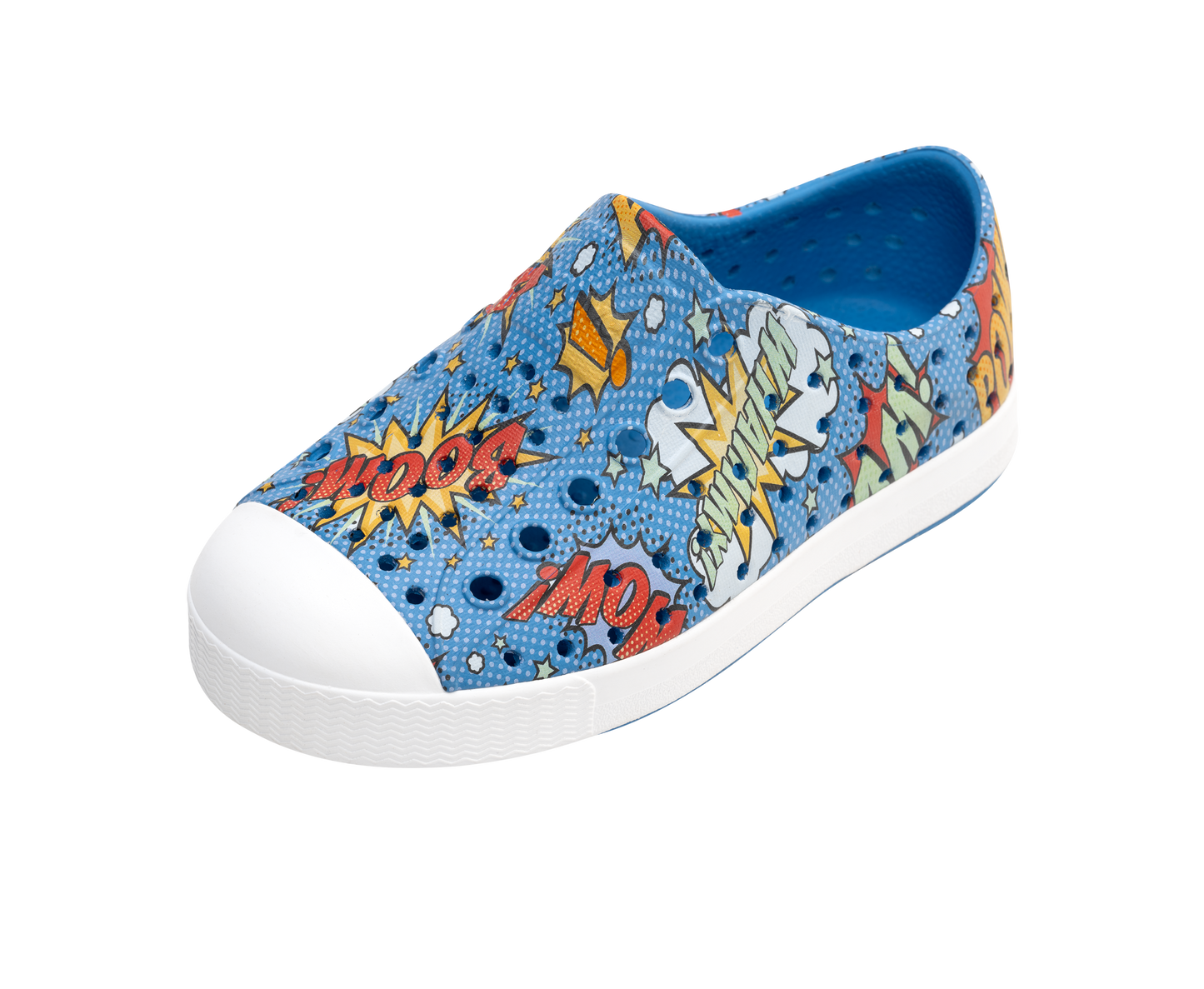 Native Shoes - Jefferson Print Kids - Resting Blue / Shell White / Boom Pow