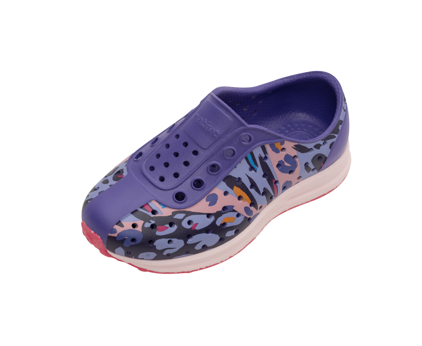 Native Shoes Robbie Child Ultra Violet/ Milk Pink/ Healing Digital Cheetah/ Dazzle Speckle Rubber