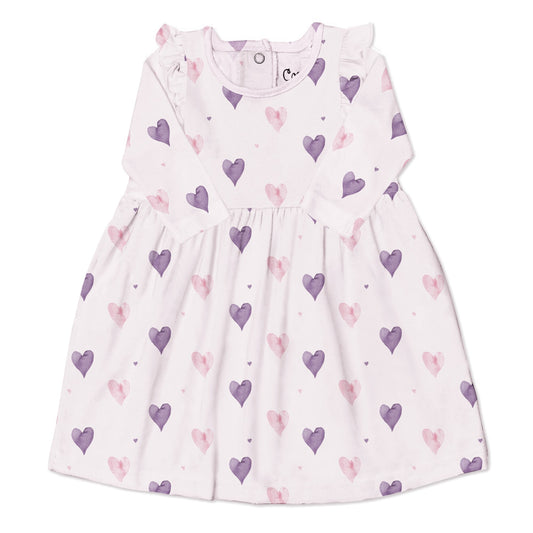 Coccoli Modal Dress - Hearts On Light Pink - 9M
