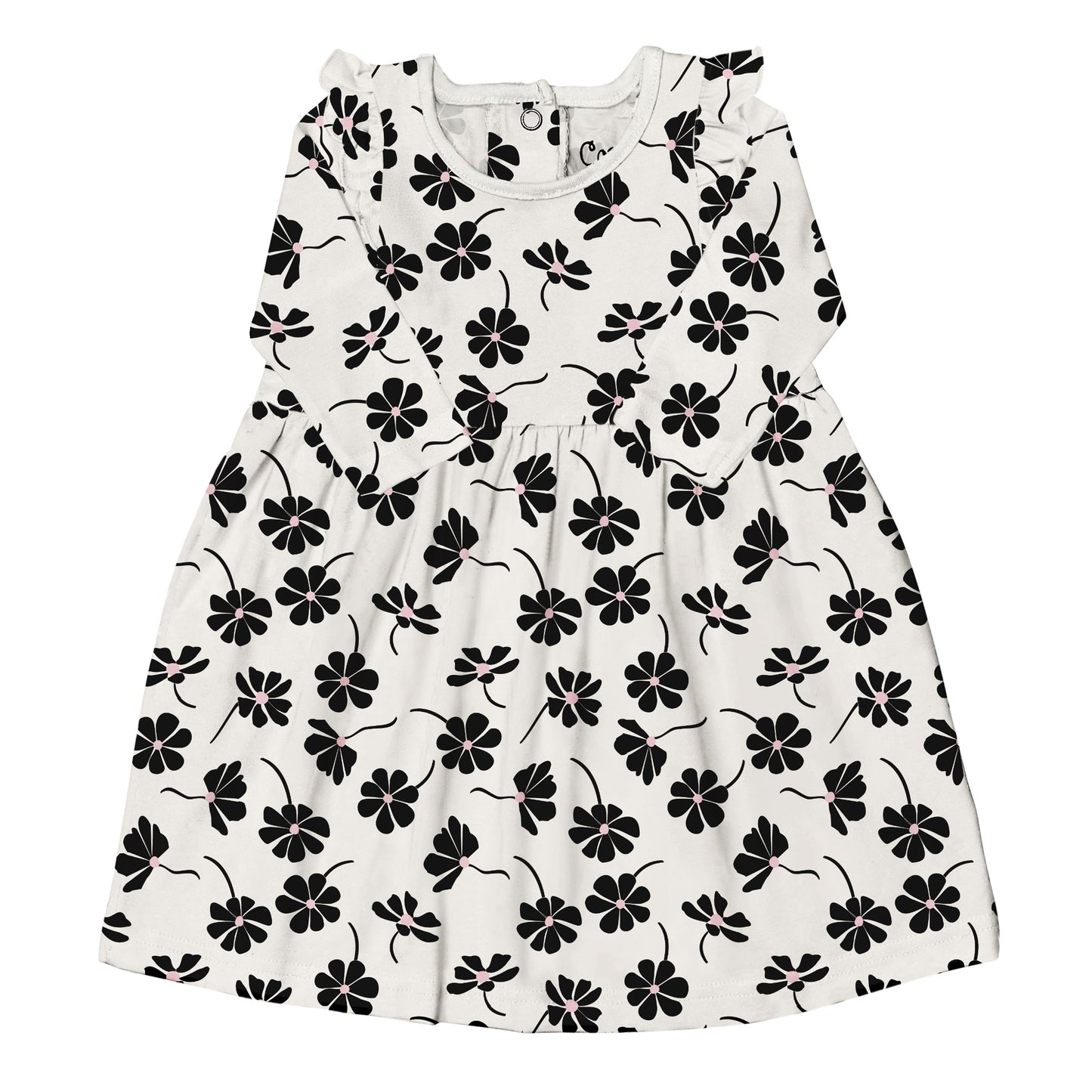Coccoli Modal Dress - Flowers On Oat Milk - 18M