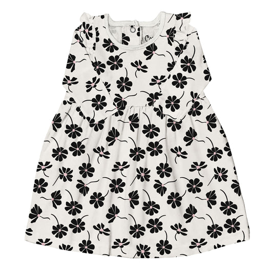 Coccoli Modal Dress - Flowers On Oat Milk - 18M