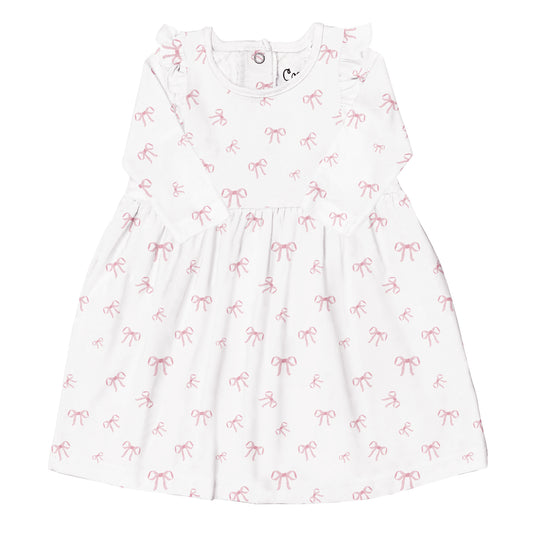 Coccoli Cotton Modal Dress - Bows On Cream