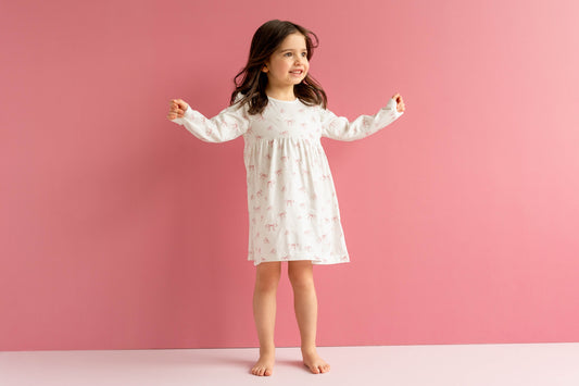 Coccoli Cotton Modal Dress - Bows On Cream