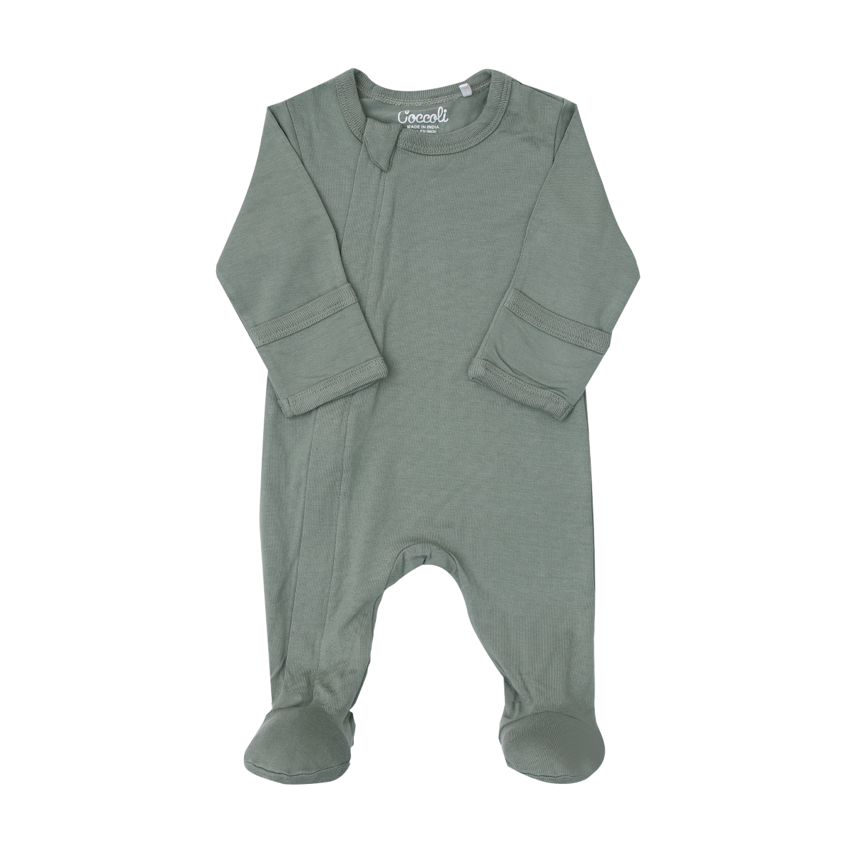 Coccoli Cotton Modal Zipper Footie - Lilypad