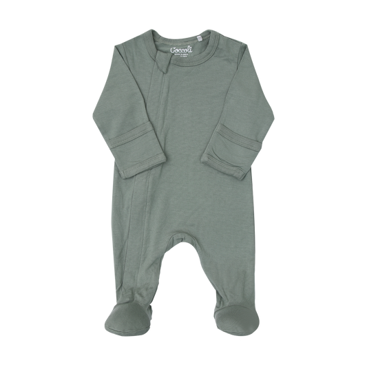 Coccoli Cotton Modal Zipper Footie - Lilypad