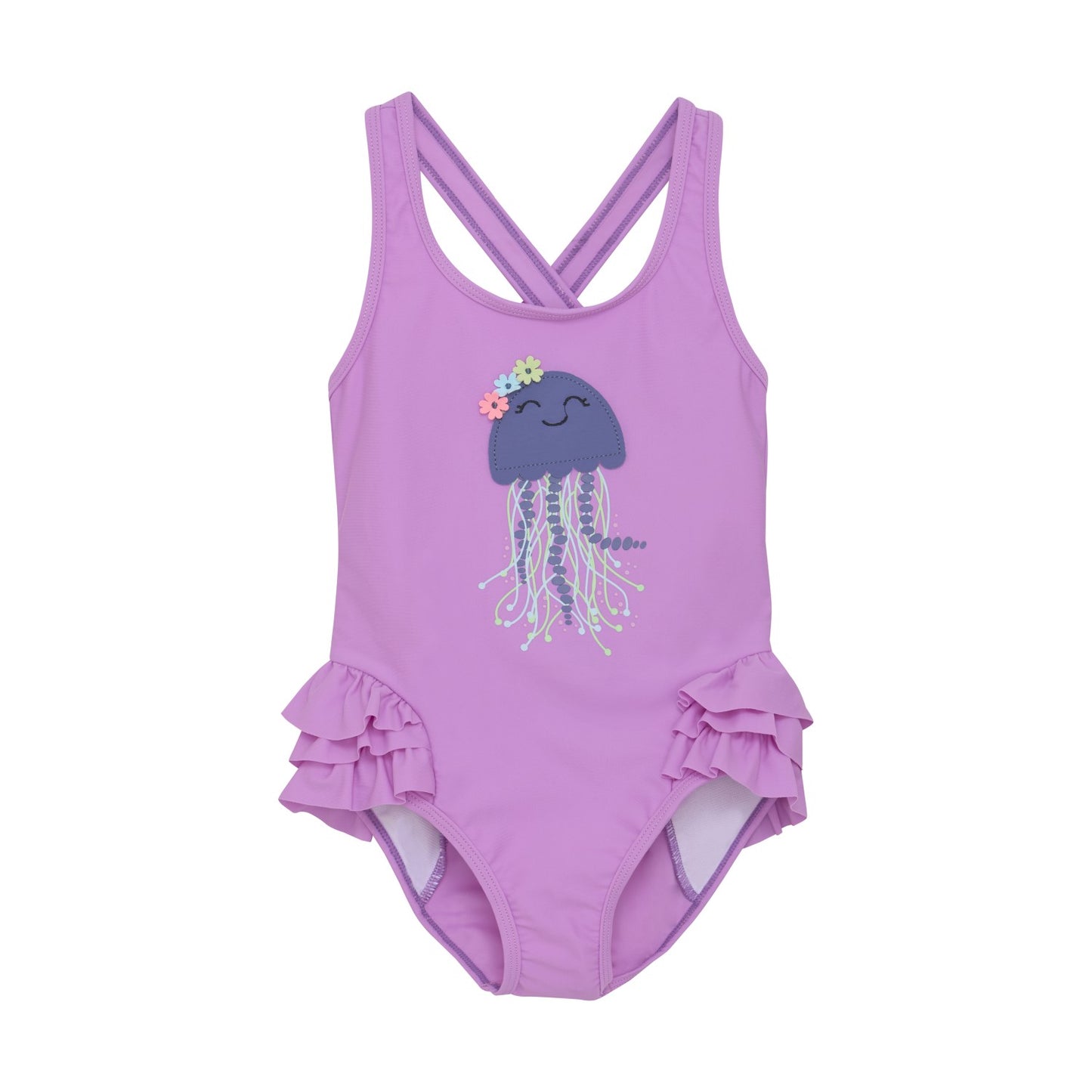 Color Swimsuit with Jellyfish Applique 6Y