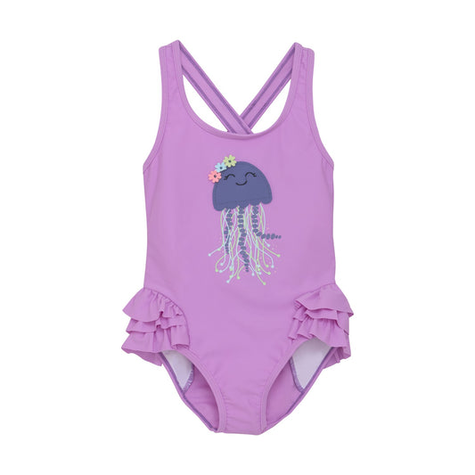 Color Swimsuit with Jellyfish Applique 6Y