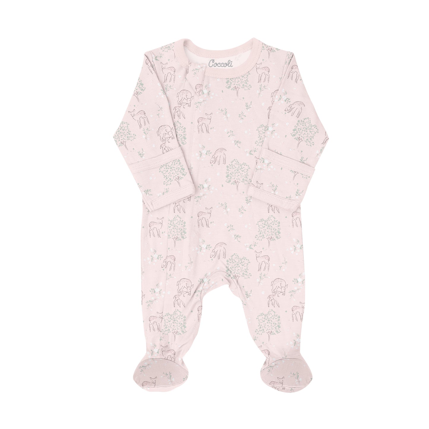 Coccoli Modal Zipper Footie - Fawn On Pink