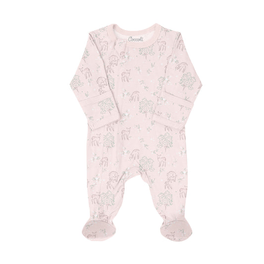 Coccoli Modal Zipper Footie - Fawn On Pink
