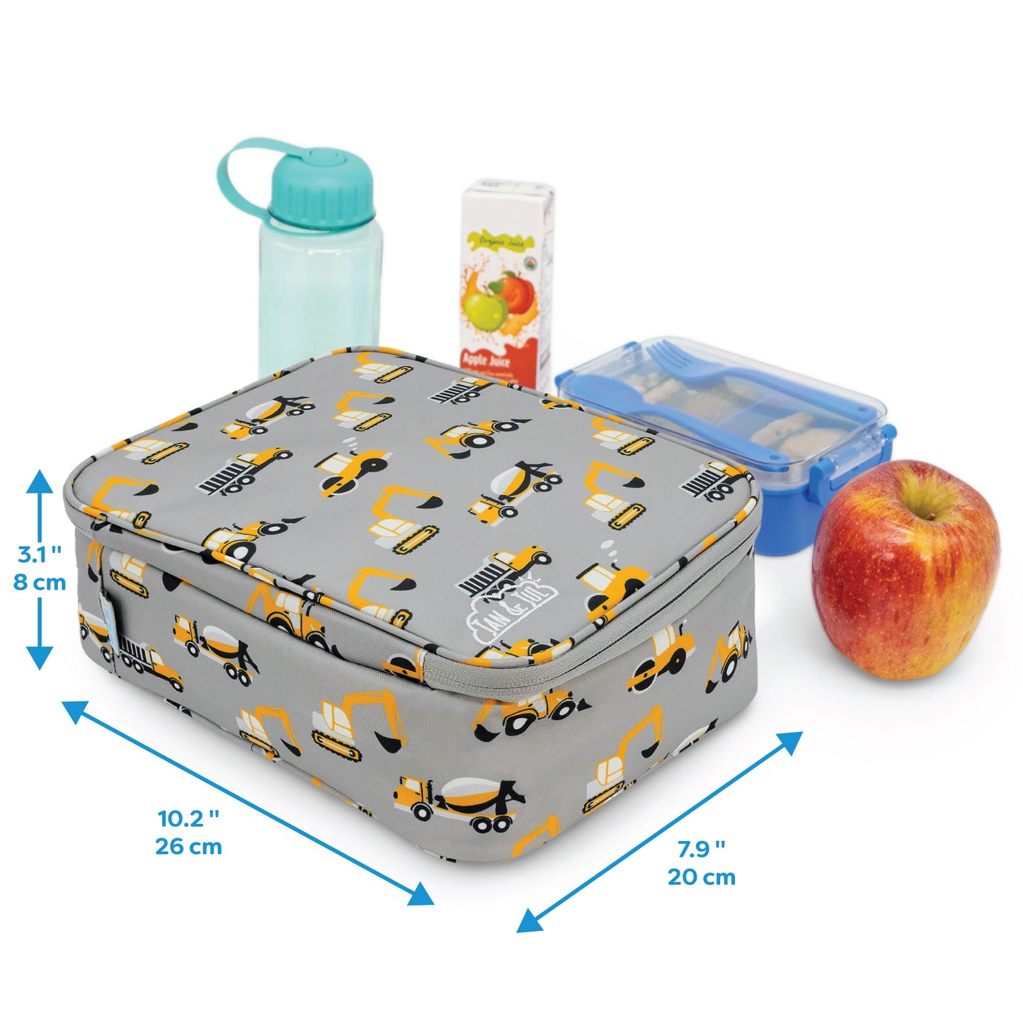 Jan & Jul - Kids Lunch Bag -  Grey Construction