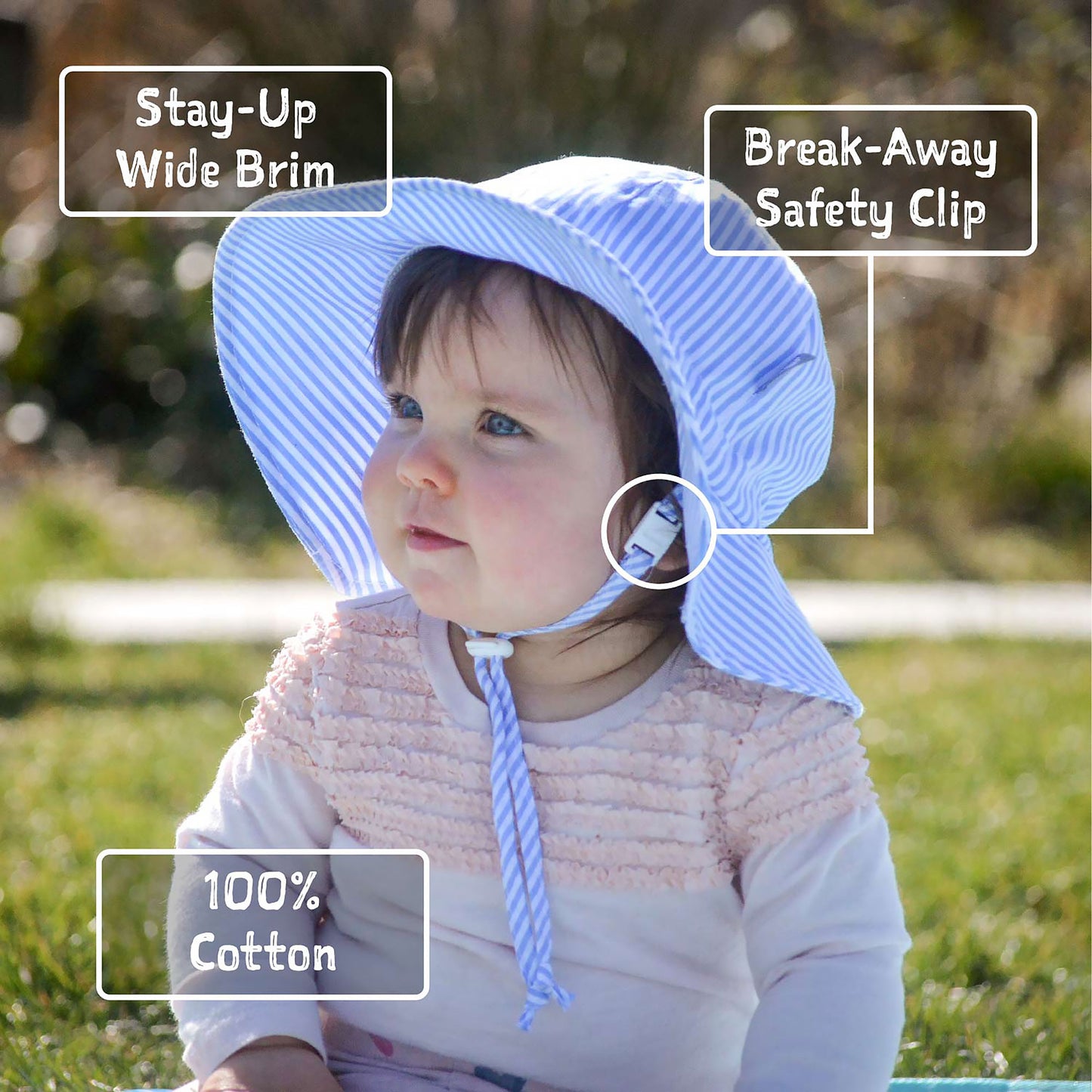 Jan & Jul - Kids Cotton Floppy Hats - Blue Stripes