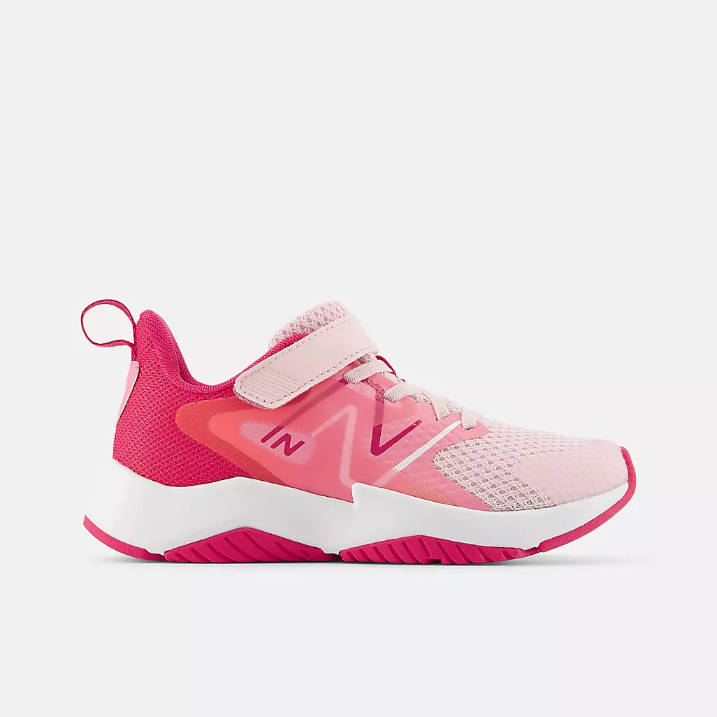 New Balance - Rave Run v2 Running Shoe - Bungee Lace with Top Strap - Big Kid - Rose Sugar
